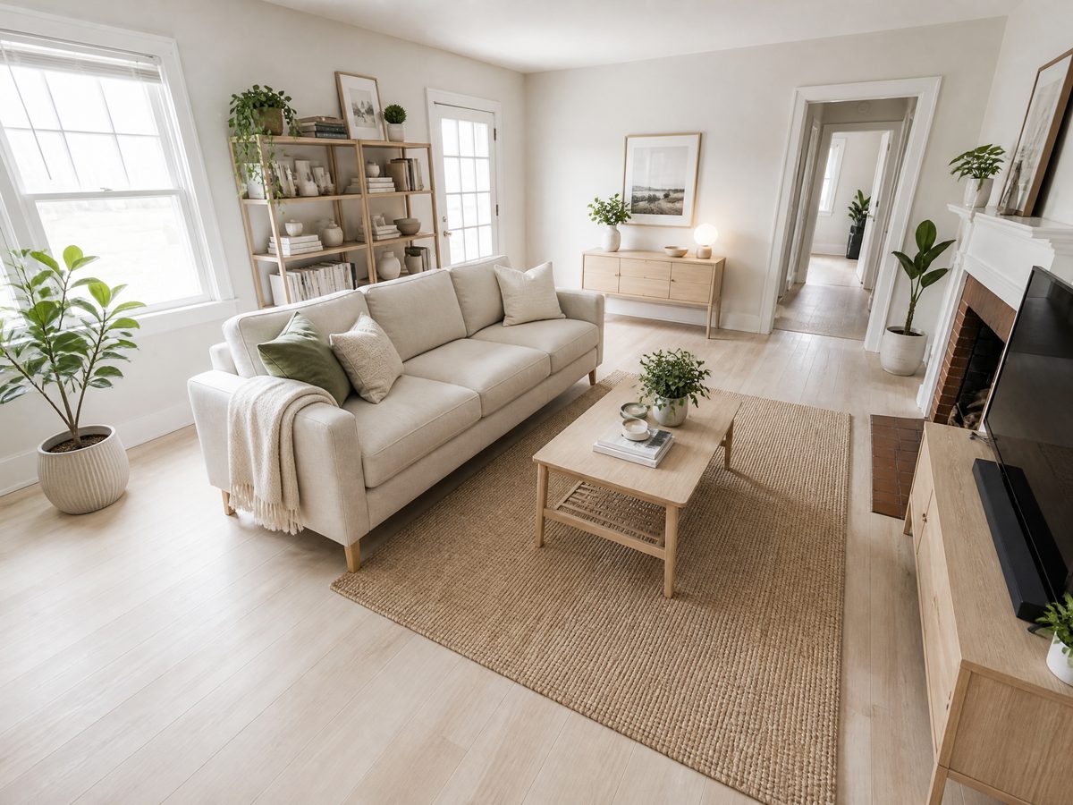 Soggiorno dopo l'home staging virtuale ARREDA