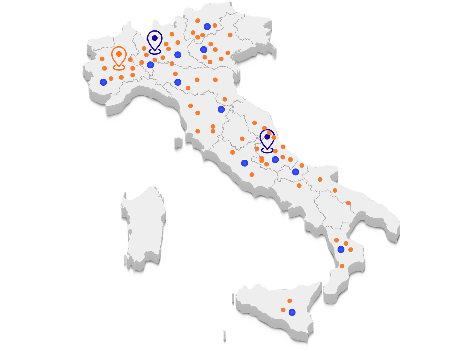 Mappa della rete di agenti immobiliari Segnalacasa in tutta Italia